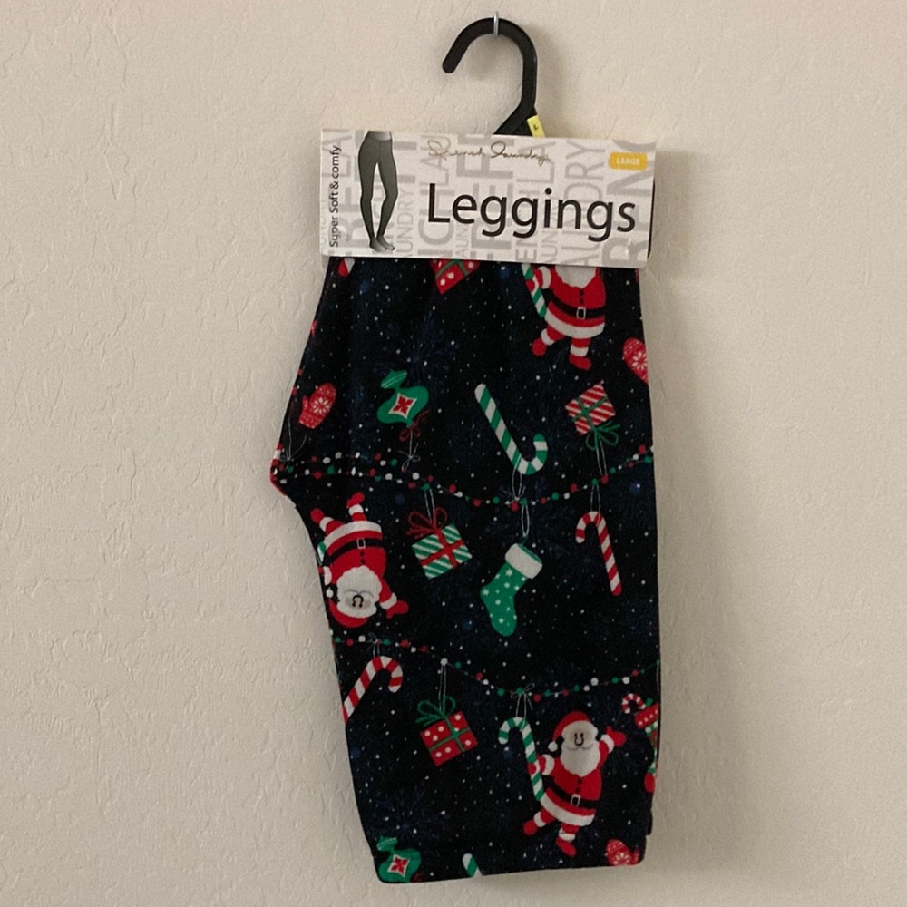 Women’s Fleece Lined Christmas Leggings Sz L